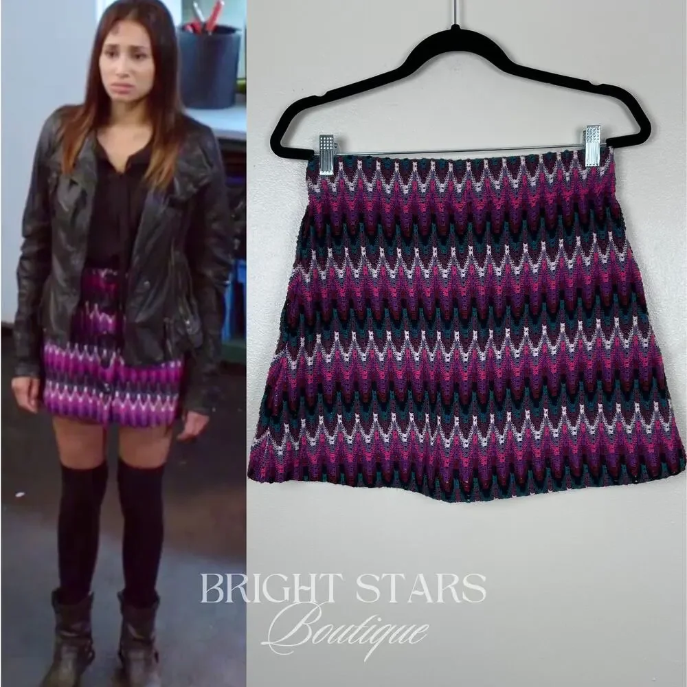 Rare Purple Chevron Mini Skirt ASO Sally Malik Being Human Meaghan Rath Bohemian